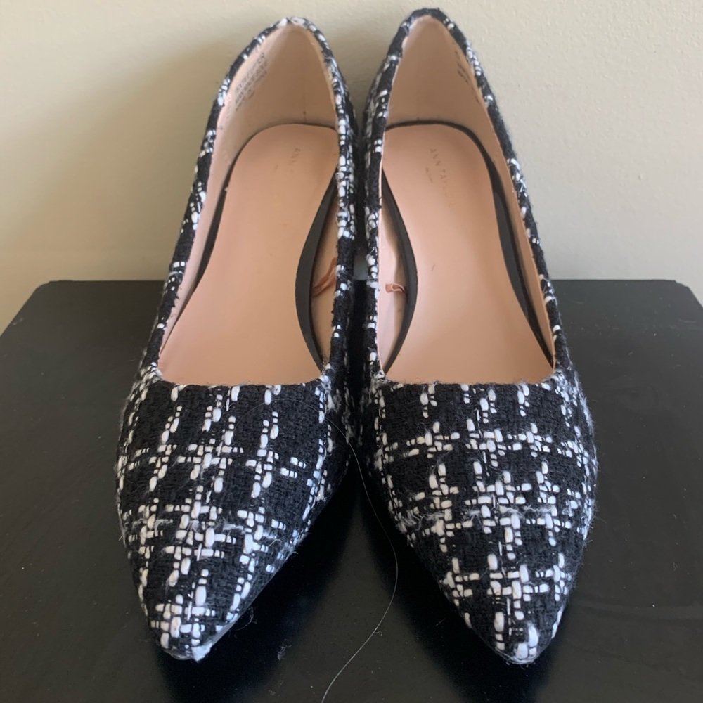 Ann Taylor Tweed Block Pump Heels